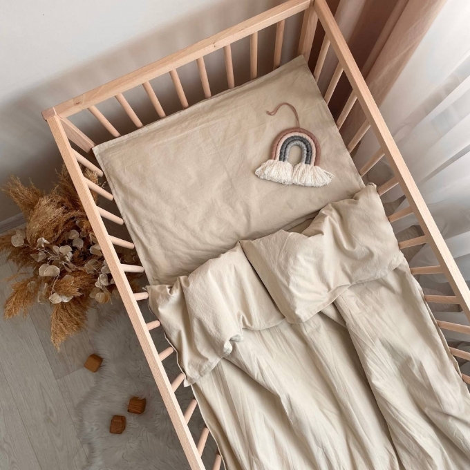 Set lenjerie de schimb pentru patut bebe 3 piese Dreams bej (2)